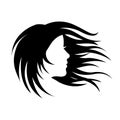 Silhouette hair girl, salon logo - vector